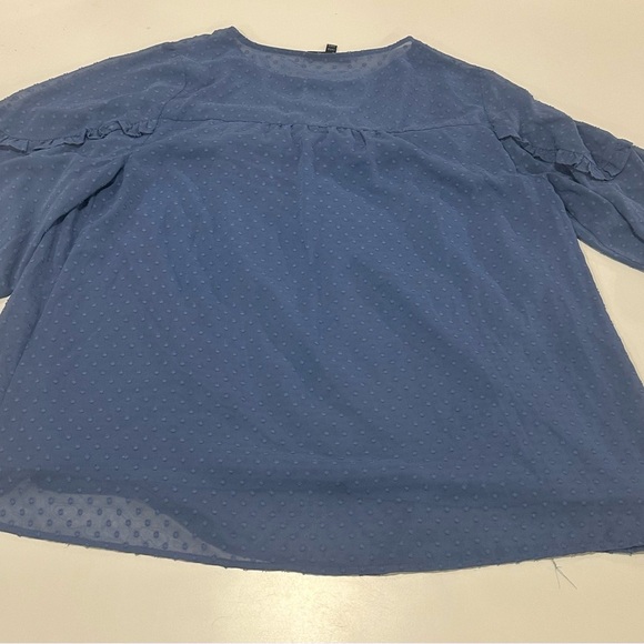 Lane Bryant Blue Boxy Blouse with Peter Pan Collar - Picture 6 of 7